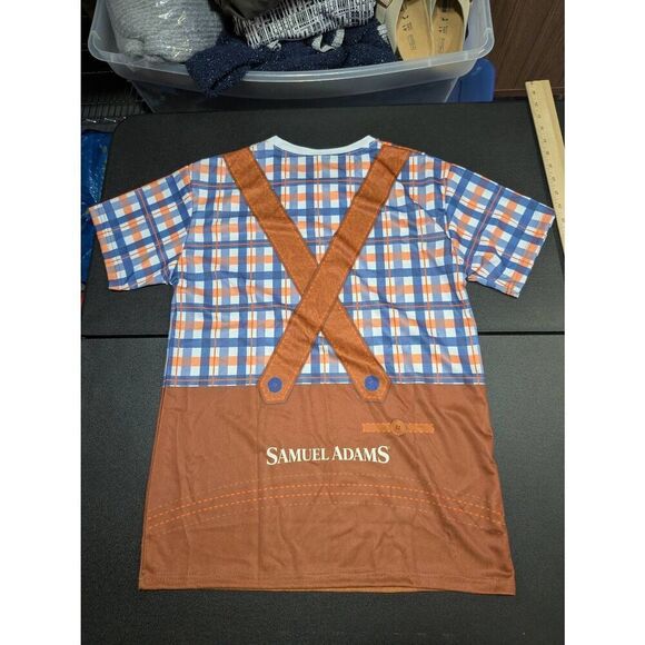 NWOT Samuel Adams Oktoberfest T Shirt Beer Mock Lederhosen Men's Small - Picture 2 of 4